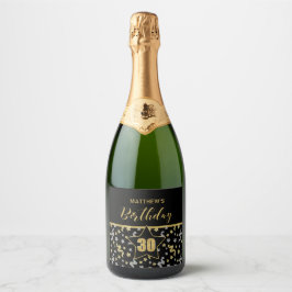 Konfetttema namn 30års födelsedag i Guld på svart