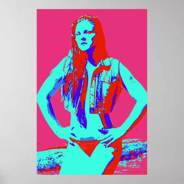 konfident röd bikiniflicka affisch (Framsidan)