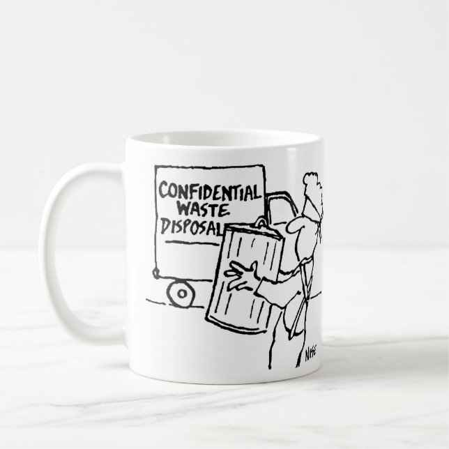 Konfidentiell avfallshantering & skräppost kaffemugg (Vänster)