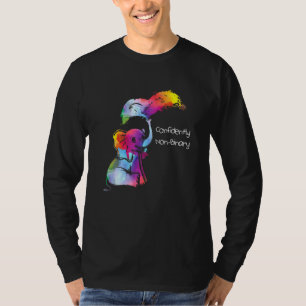 Konfidentiellt icke-binärt genderflexibelt regnbåg t shirt