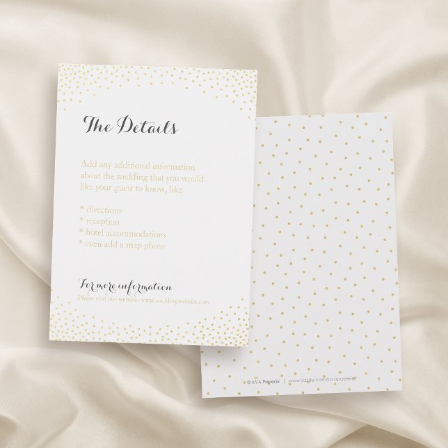 Konfidentiellt visitkort för redigerbar faux guld  tilläggskort (Editable faux gold glitter confetti detail card)