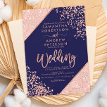 Konfietti chic ro, marinblått bröllop inbjudningar<br><div class="desc">Ro-Guld-konfetti och färg-blocktypografi på anpassade marin blått och faux-ro-guld-glitter-chic för rand bröllop,  perfekt för elegant,  luxuriöst bröllop, </div>