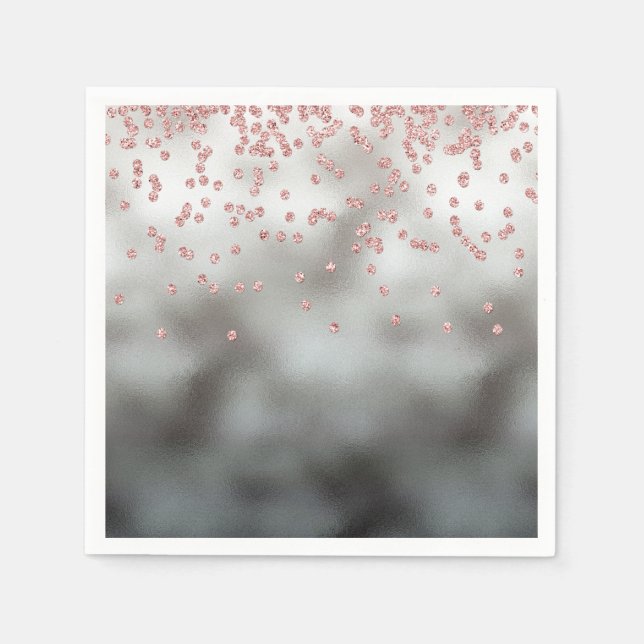 Konfietti ro vid glitter vid silver pappersservett (Framsidan)