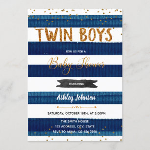 Konfiguration av Twin Boys Baby Shower Inbjudningar