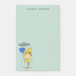 Konfigurera grafik för cute Girl Rainy Windy Day Post-it Block