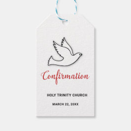 Konfirmation Anpassa Dove med Rött Presentetikett