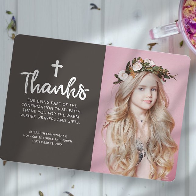 Konfirmation | Enkel foto för Anpassningsbar i Kor Tack Kort (Skapare uppladdad)