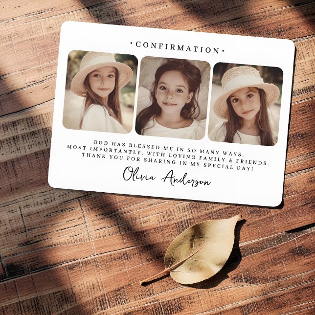 Konfirmation Modern Enkel Chic Foto Tack Kort (Skapare uppladdad)