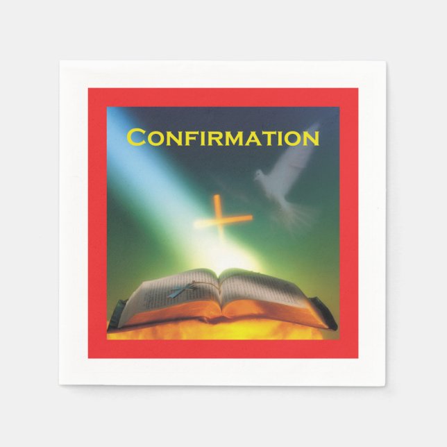 Konfirmationsduva, Bibel, Kors Pappersservett (Framsidan)