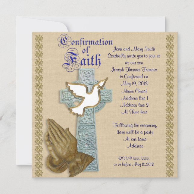 Konfirmationsinbjudan Keltiskt kors Inbjudningar (Framsida)