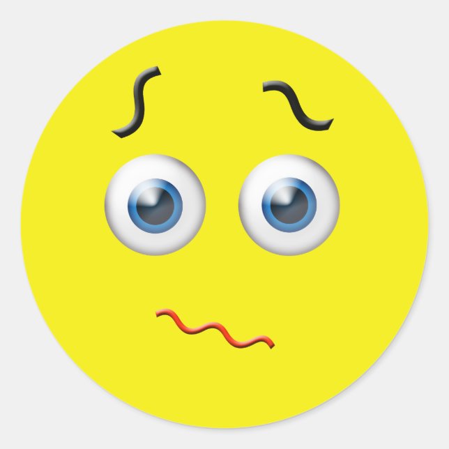 Konfliktad Emoji Runt Klistermärke (Framsida)