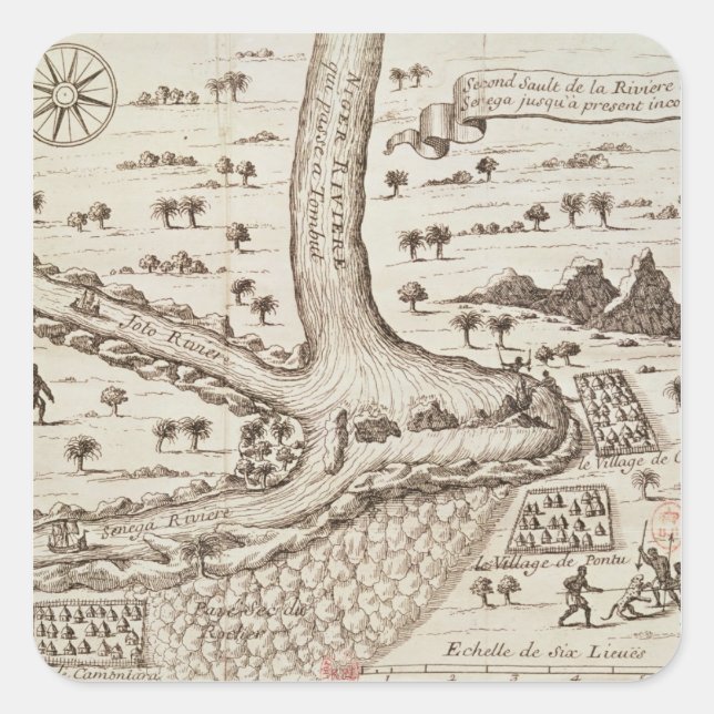 Konfluens i Niger Fyrkantigt Klistermärke (Framsida)