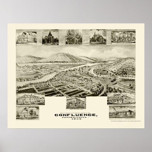 Konfluens, PA Panoramic Karta - 1905 Poster (Framsidan)