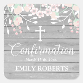 Konformation av blommigt av grått fyrkantigt klistermärke