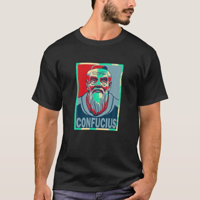 Konfucius Chinese Teacher Poster Stil Pop Art S T Shirt (Framsida)
