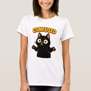 Konfunderat svart katt t shirt