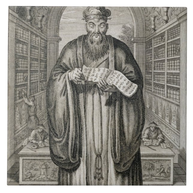 Kong-Fu-Tse eller Confucius, den mest berömda Kakelplatta (Framsidan)