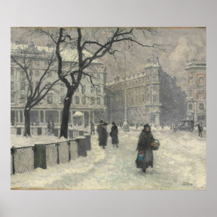 Kongens Nytorv, Köpenhamn i vinter Paul Fischer Poster