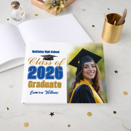 Konglig blå guld Klass 2026 Examen Foto Gästböcker
