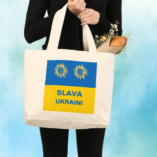 Konglig blå guld "Slava Ukraini" Ukrainas stöd Jumbo Tygkasse