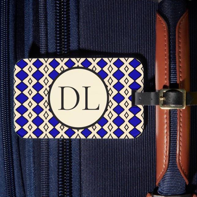 Konglig blå monogram bagagebricka (Framsida Insitu 4)