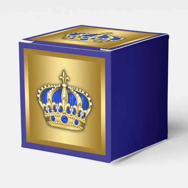Konglig blå och gyllene prins presentaskar (Framsidan Sidan)
