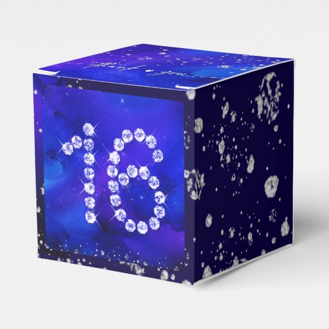 Konglig blå och silver sweet 16 presentaskar (Framsidan Sidan)