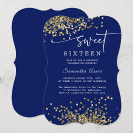 Konglig blå och silver Sweet Sixteen Inbjudningar