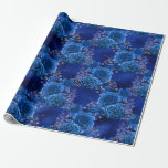 Konglig blå och silverblommig presentpapper<br><div class="desc">Vintage vattenfärg blommig presentpapper med trendig kunglig blå och silver.</div>