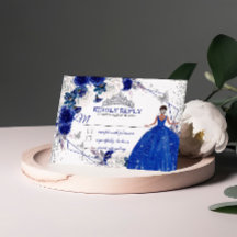 Konglig blå silver prinsessa Quinceañera Sweet 16