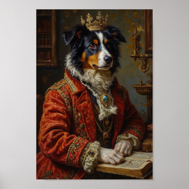 Konglig Border Collie-porträtt Poster (Framsidan)