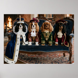 Konglig Cavalier Spaniel Domstol på Sammetssoffa Poster