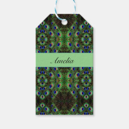 Konglig fjäderskrud - Lyxig påfågel Fjädermönster Presentetikett