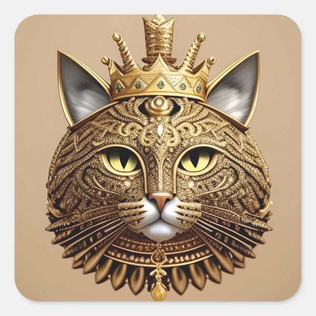 Konglig kattprofil fyrkantigt klistermärke (Framsida)