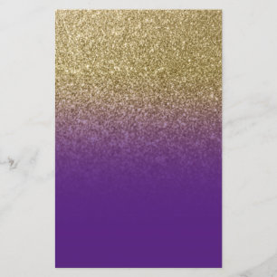 Konglig Lila Guld Ombre Glitter Brevpapper