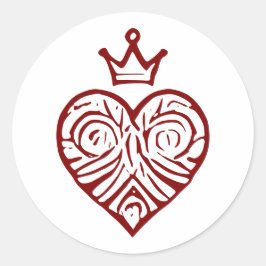 Kongligt hjärta med krona konstnärlig design runt klistermärke