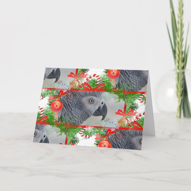 Kongo African Grått Parrot-jul Kort (Framsida)