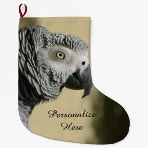 Kongo African Grått Parrot med ruffade fjädrar Stor Julstrumpa