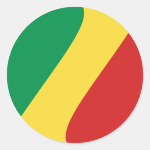 Kongo-Brazzaville Fisheye Flagga Klistermärke