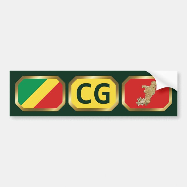 Kongo-Brazzaville Flagga-koden Bumper Sticker Bildekal (Framsidan)