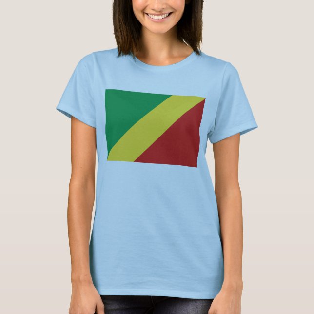 Kongo-Brazzaville Flagga x Karta T-Shirt (Framsida)