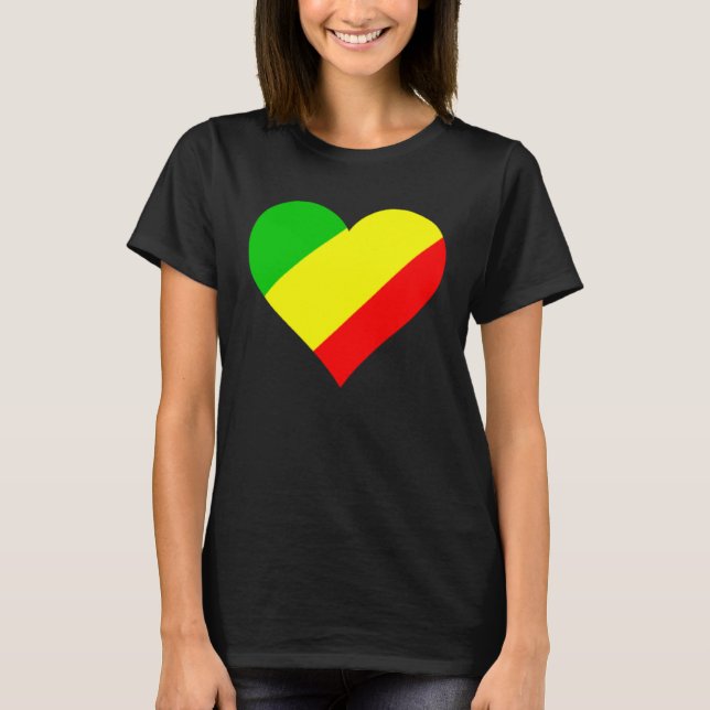 Kongo Flagga Heart Congo Kärlek Kongo T Shirt (Framsida)