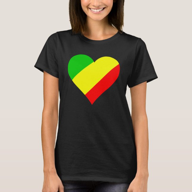 Kongo Flagga Heart Congo Kärlek Kongo T Shirt (Framsida)