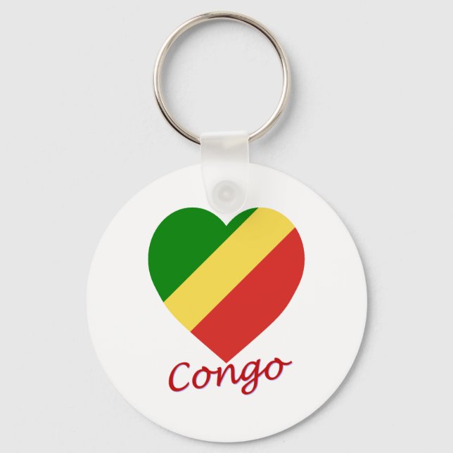 Kongo Flagga Heart Nyckelring (Framsida)