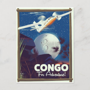 Kongo för äventyr! resaffisch vykort