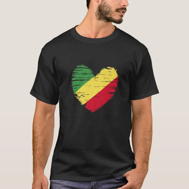 Kongo Heart Congo Flagga Congo Pride T Shirt (Framsida)