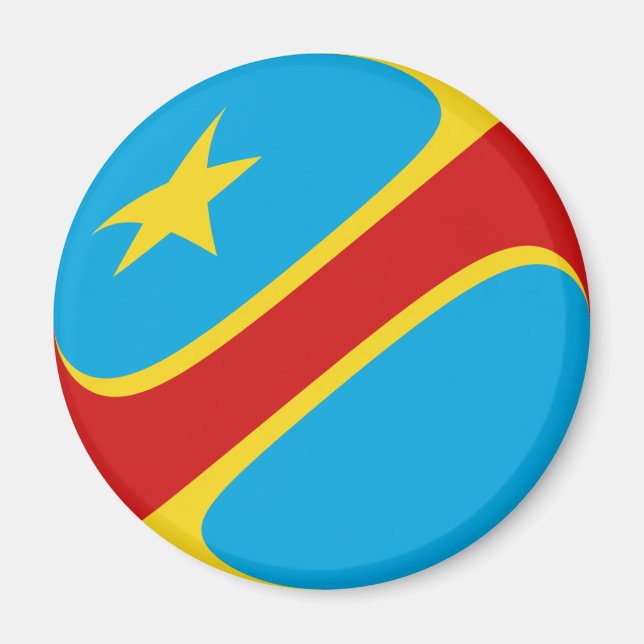 Kongo-Kinshasa Fisheye Flagga Magnet (Framsidan)