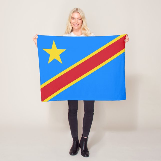 Kongo Kinshasa Flagga Fleecefilt (På plats)