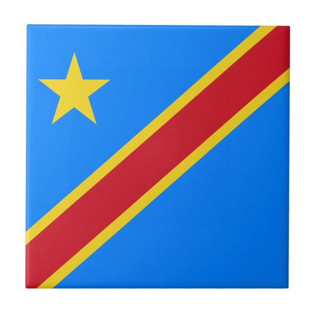 Kongo Kinshasa Flagga Kakelplatta (Framsidan)