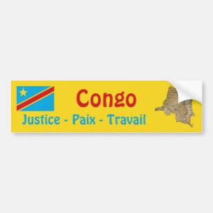 Kongo-Kinshasa Flagga + Karta Bildäckslapp Bildekal